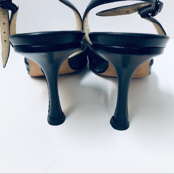Vintage Jimmy Choo Slingback Black Leather Brogue-style Heels - Picture 5 of 7